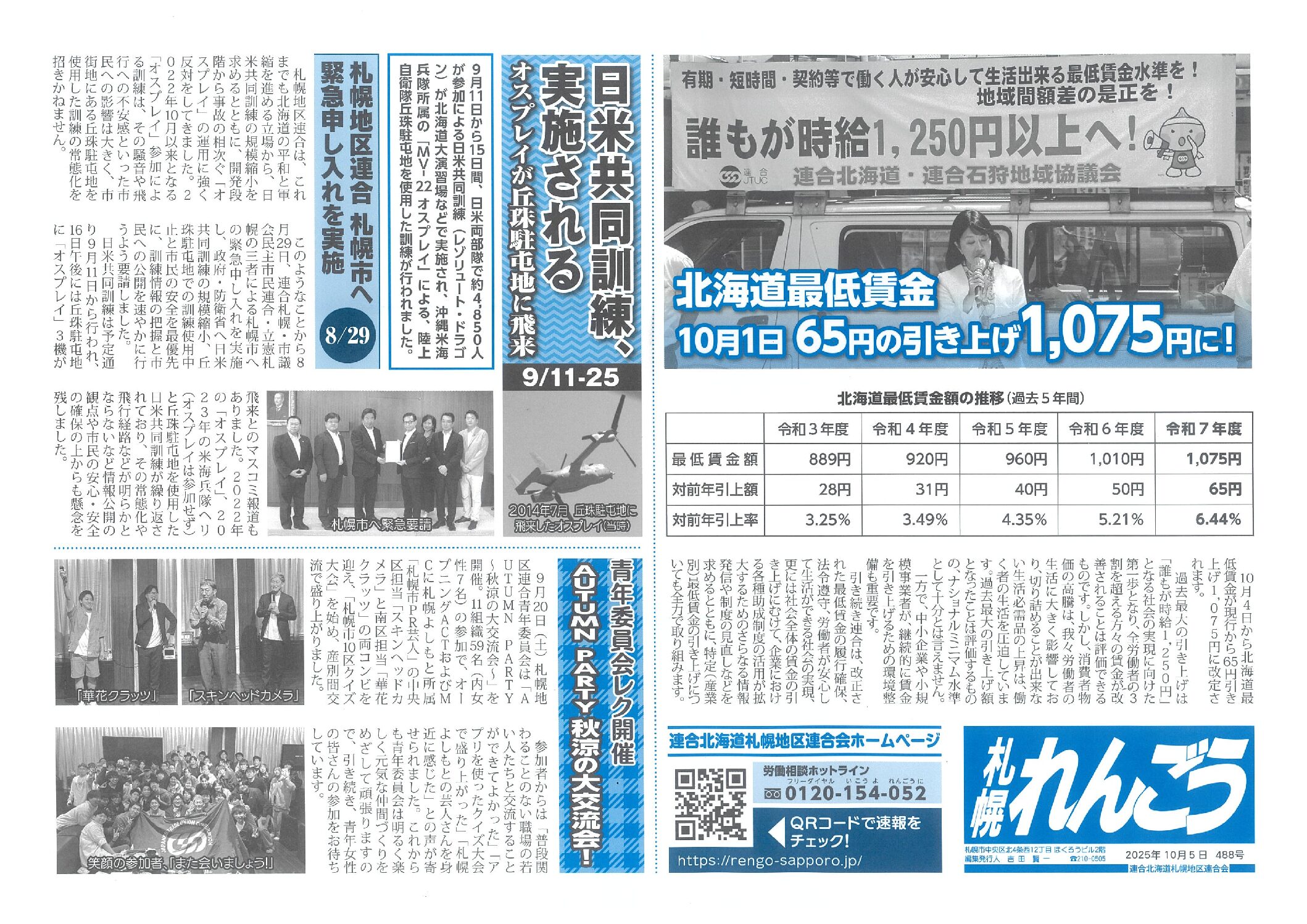 れんごう札幌 488号 | 連合北海道札幌地区連合会